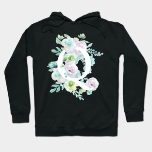 Botanical alphabet Q green and purple flowers Hoodie